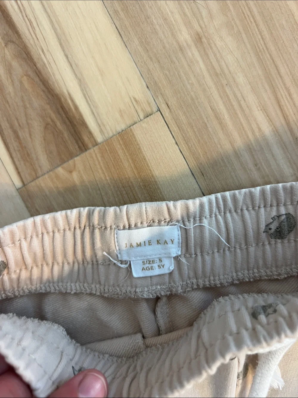 Jamie Kay Beige Sweatshirt & Jogger Set with Gray      Hedgehog Print